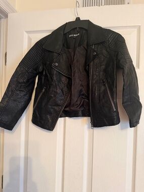 STEVE MADDEN GIRLS FAUX LEATHER MOTO JACKET, SIZE 7/8, NEW